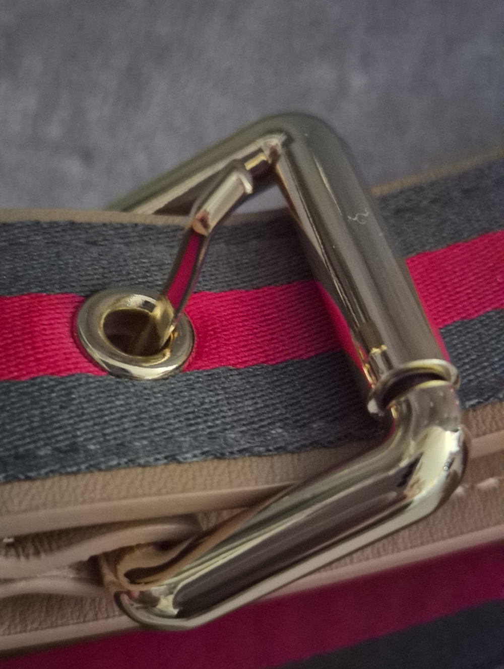 Bandolier Tan Leather Pouch with Red and Green Striped Strap - Picture 4 of 4